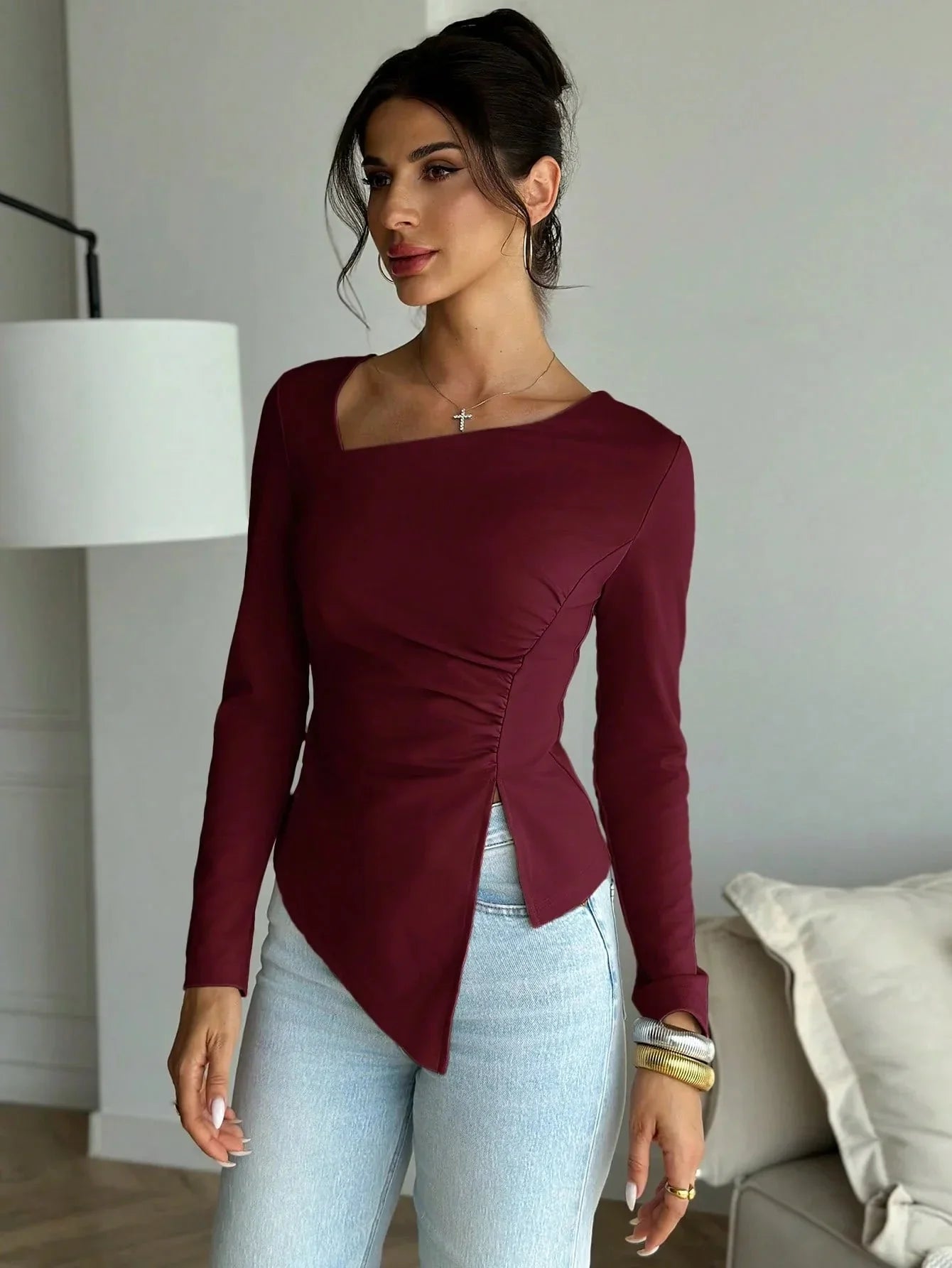 Asymmetric Long Sleeve Top