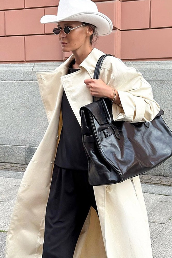 Belted Maxi Trench Coat with Lapel Collar and Drawstring Detail