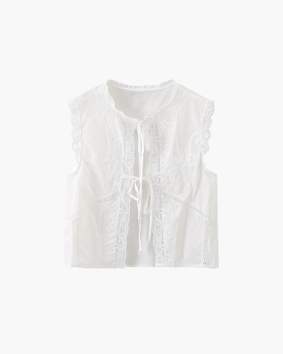 Blouse with Embroidered Lace Trim
