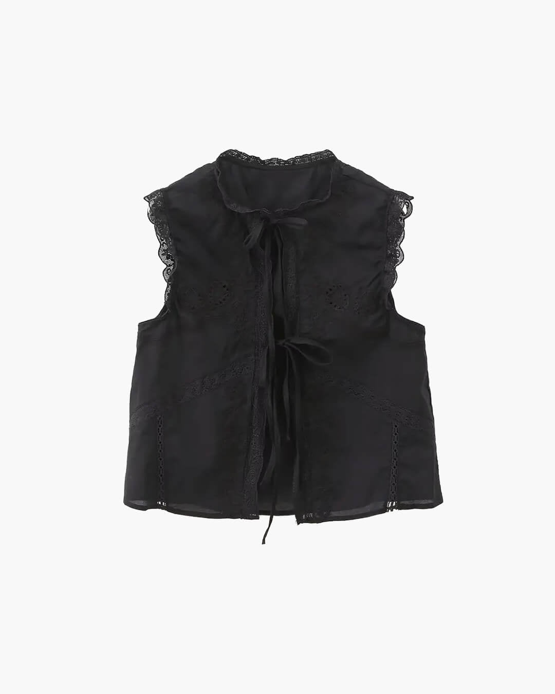 Blouse with Embroidered Lace Trim