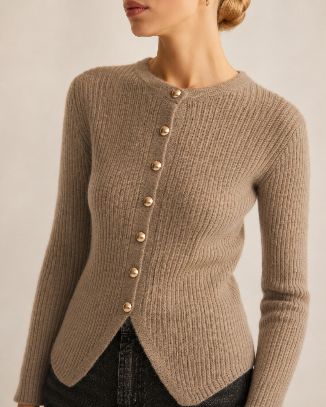 Button-Down Longline Knit Cardigan