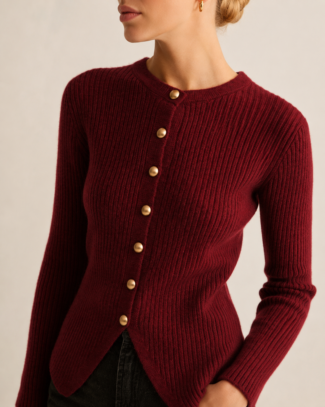 Button-Down Longline Knit Cardigan