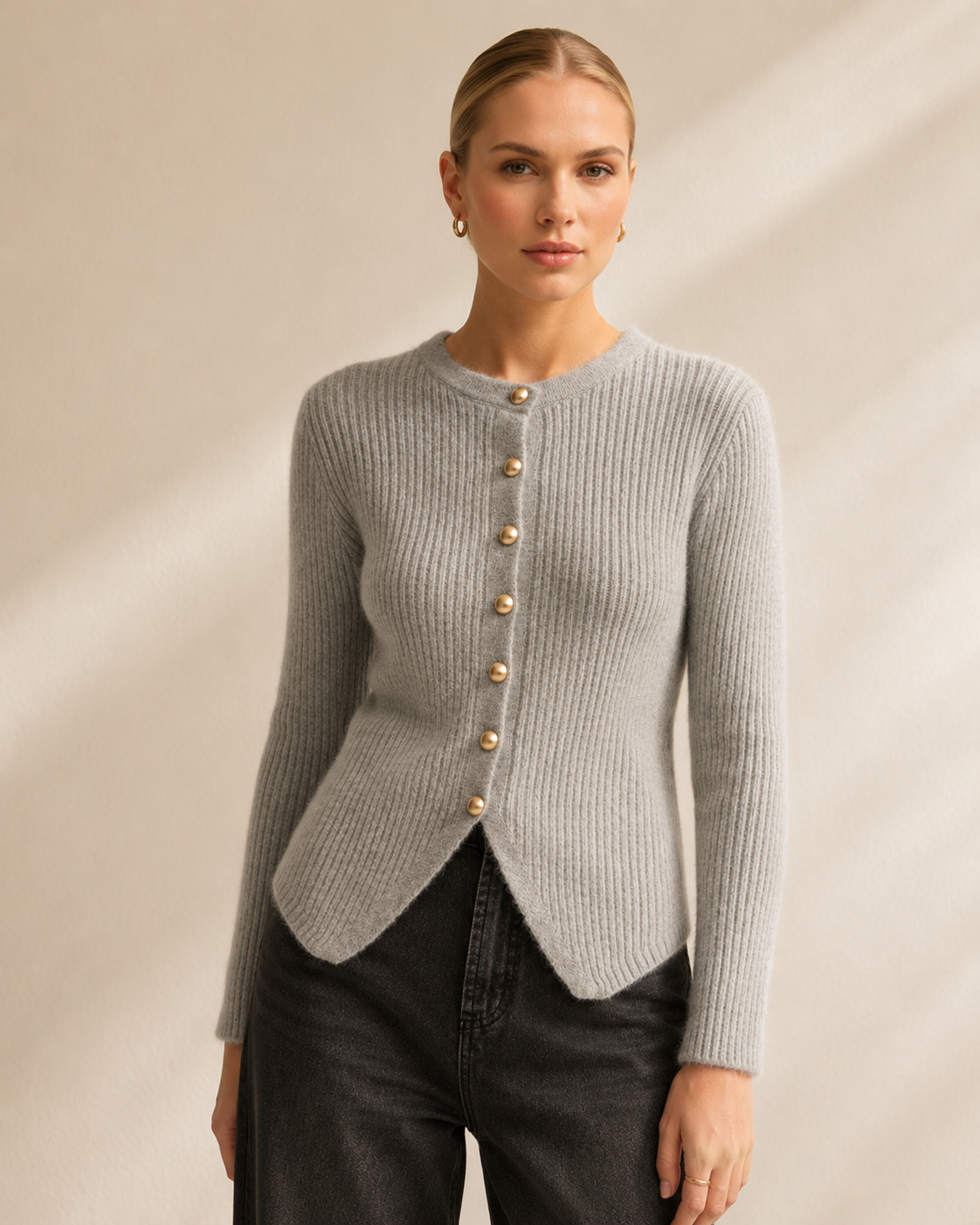Button-Down Longline Knit Cardigan