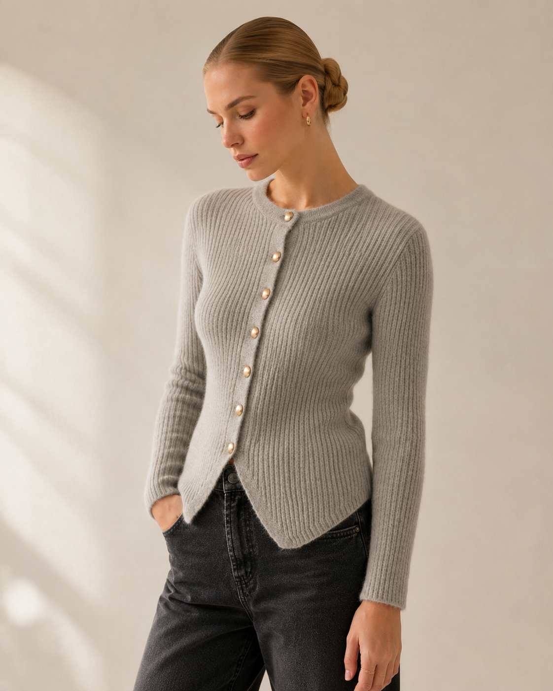 Button-Down Longline Knit Cardigan