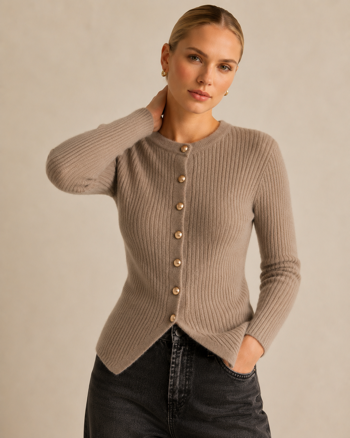 Button-Down Longline Knit Cardigan
