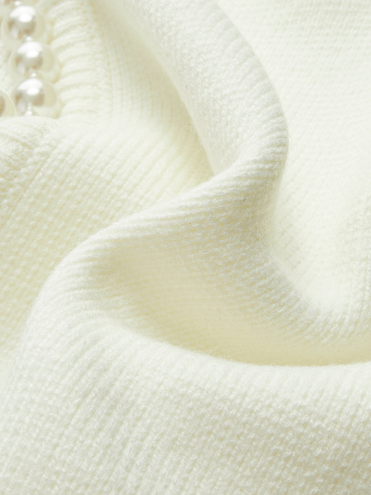 Cardigan with Pearl Trim and Ripped Hem