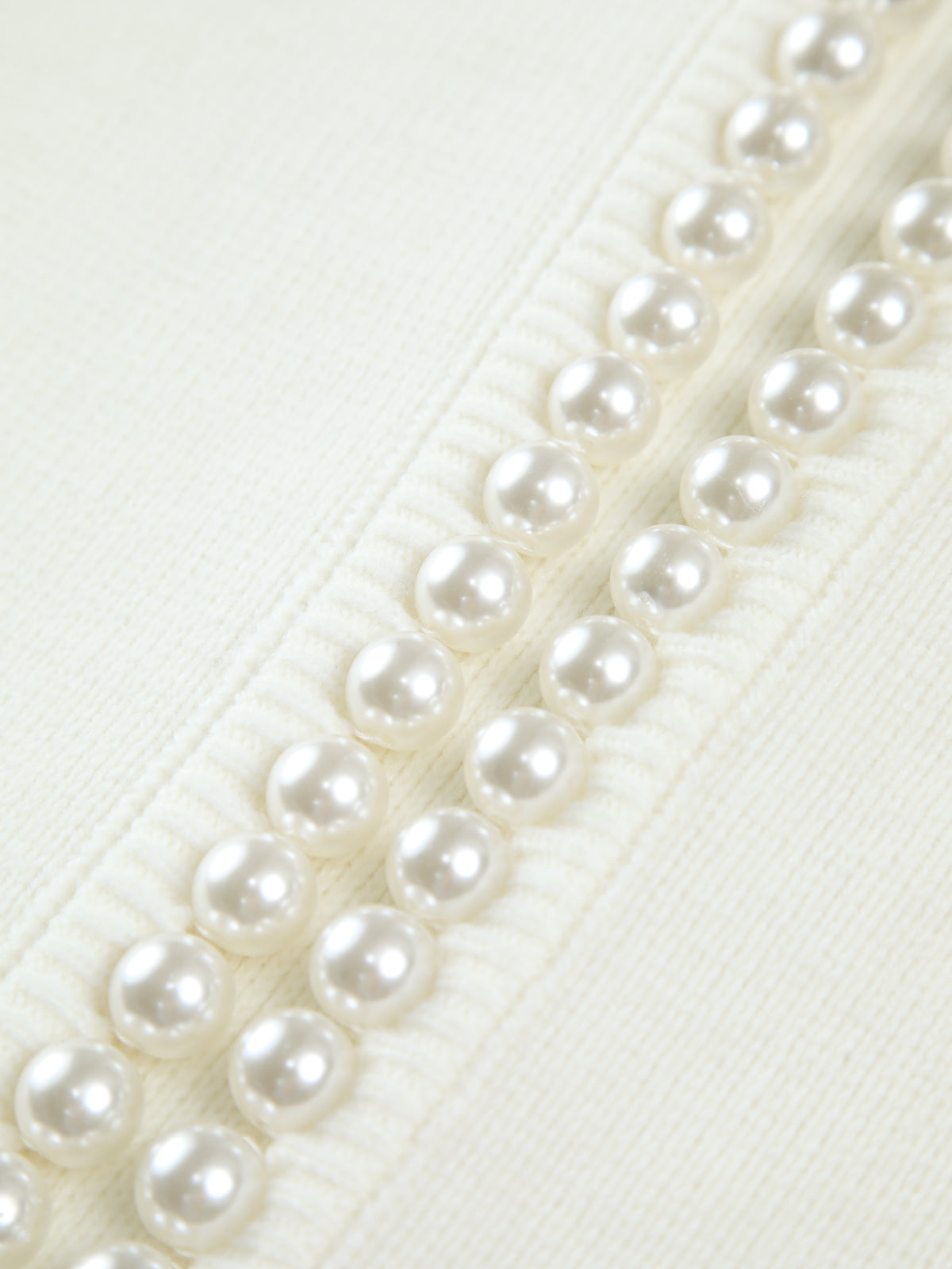 Cardigan with Pearl Trim and Ripped Hem