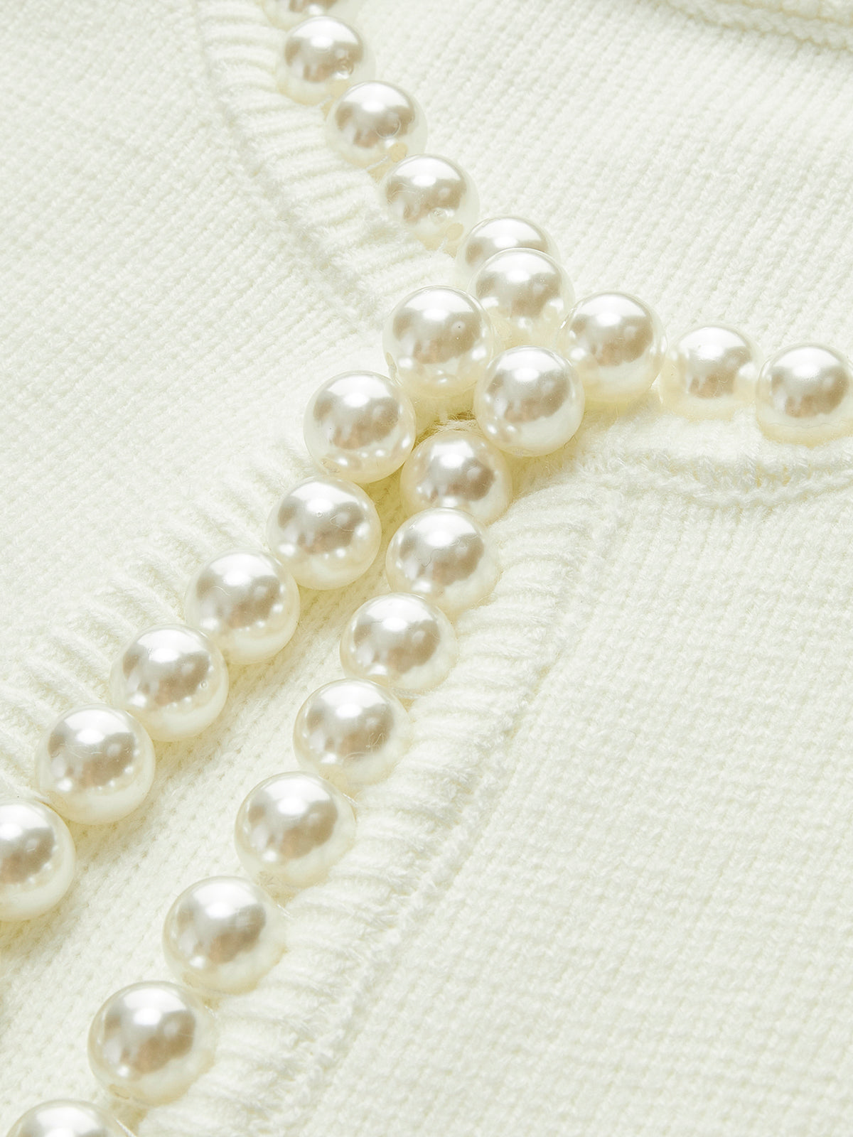 Cardigan with Pearl Trim and Ripped Hem