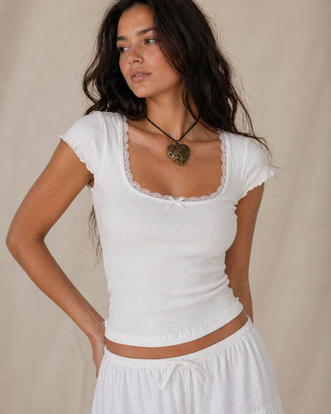 Lace Trim Cropped Top