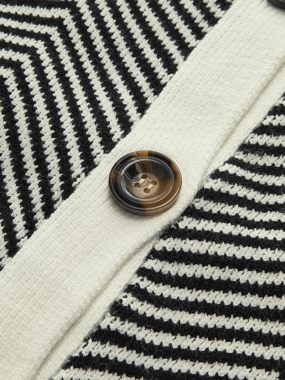 Chevron Knit Cardigan with Contrast Buttons