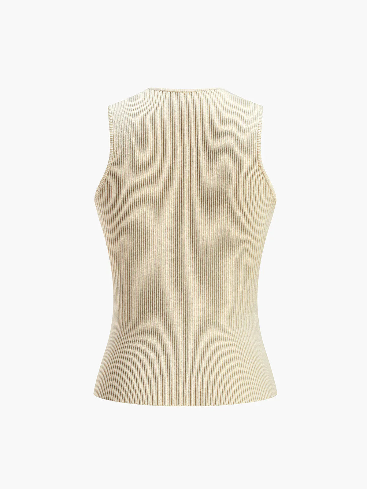 Crew Neck Sculpted Seam Ribbed Knit Tank Top