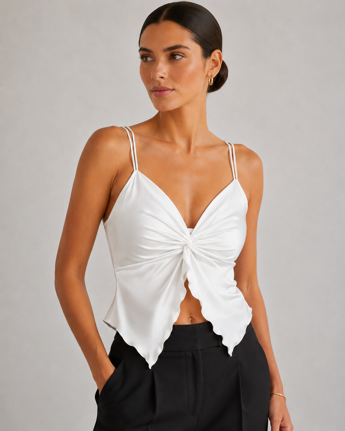 Crisscross Twist Front Backless Sleeveless Crop Top