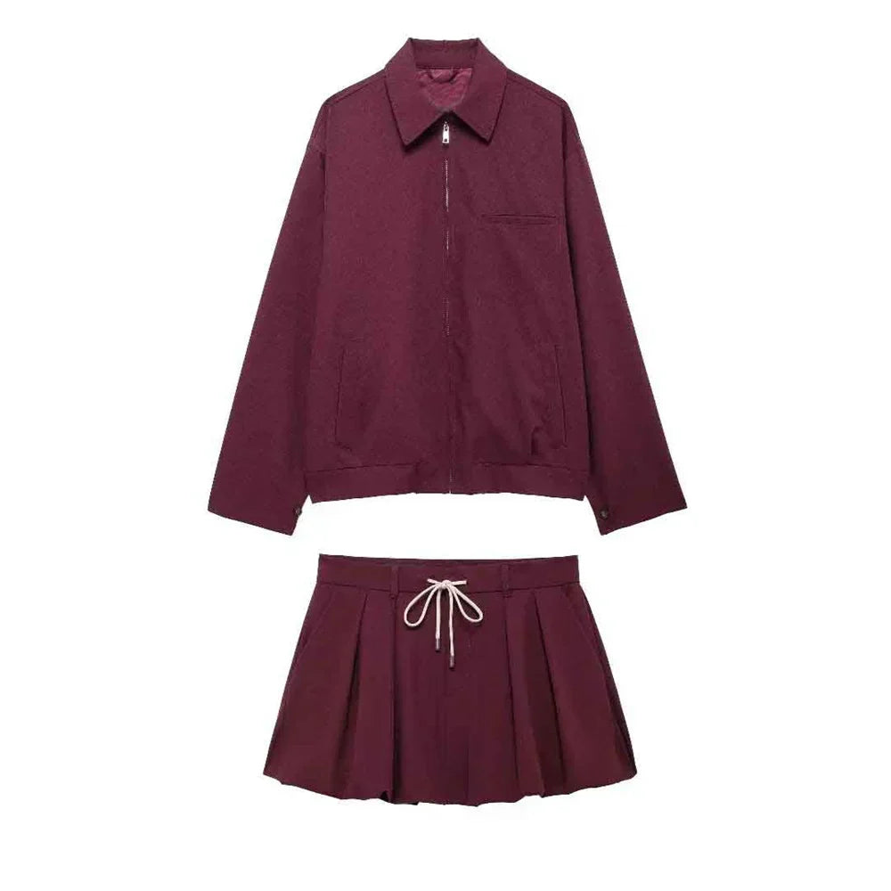 Cropped Jacket and Lantern Mini Skirt Co-ord Set