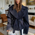 Cropped Trench Coat with Side Lace Up Detail