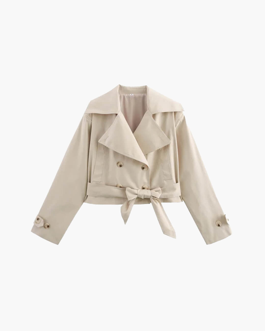 Double Breasted Belted Trench Coat with Lapel Collar