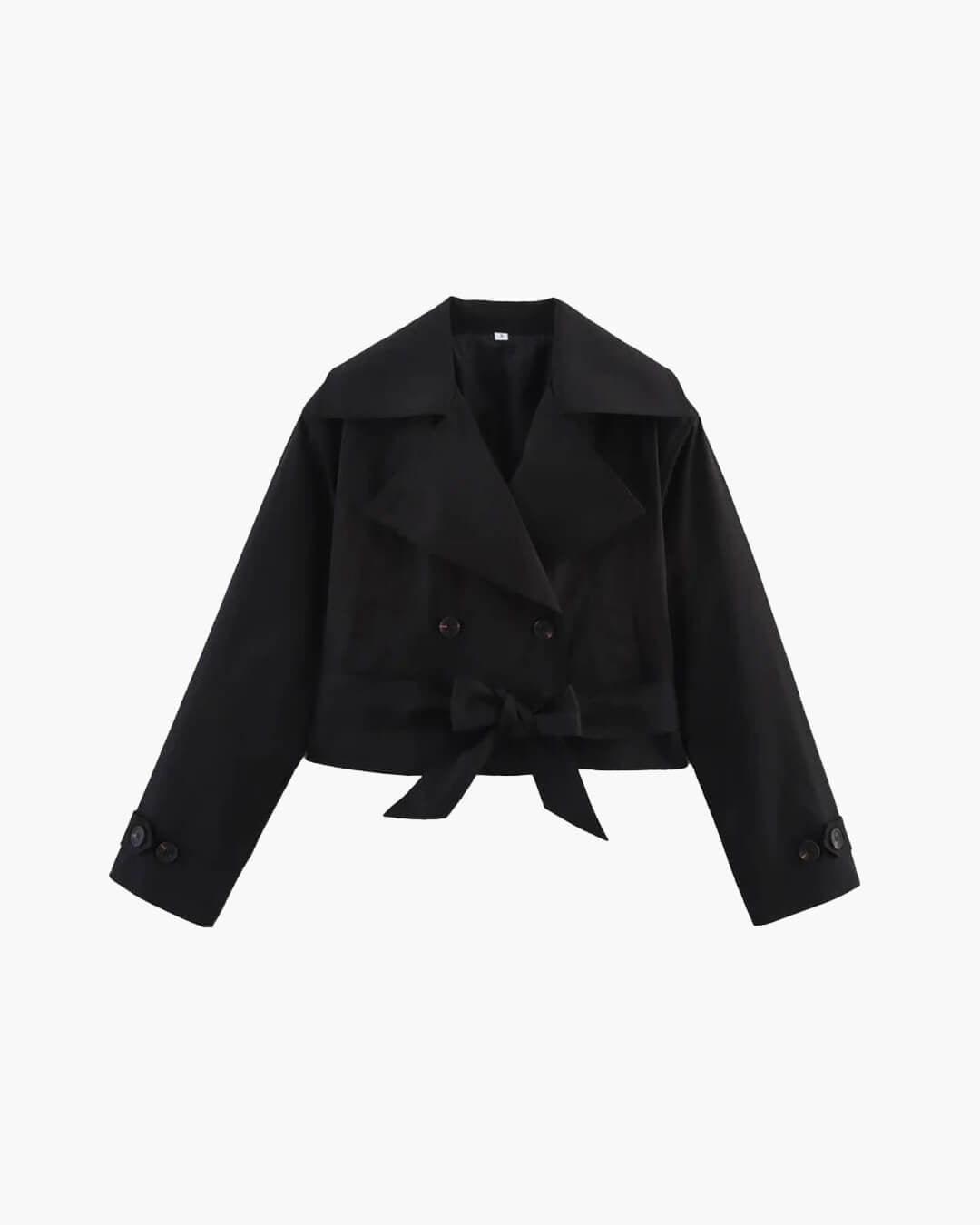 Double Breasted Belted Trench Coat with Lapel Collar