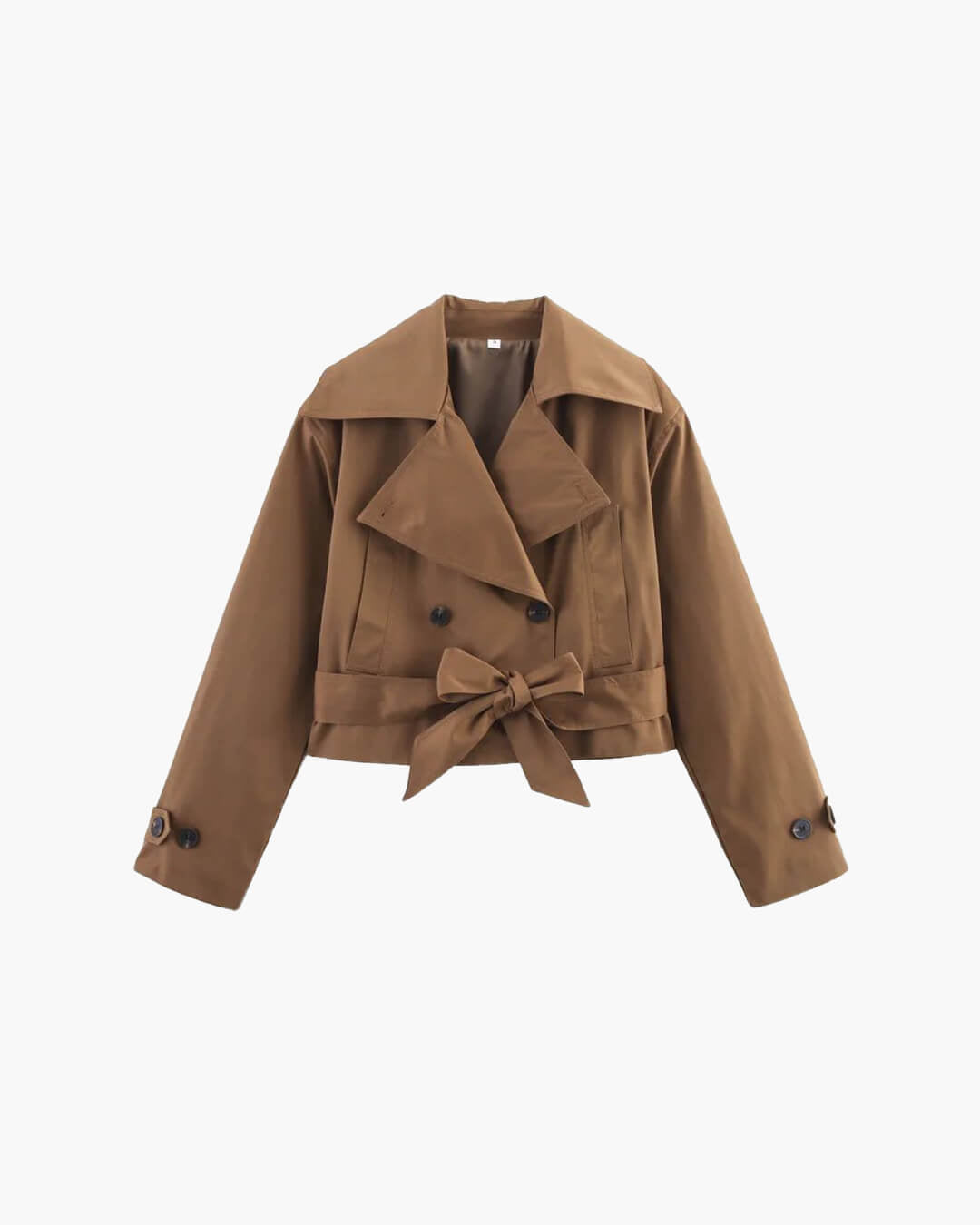 Double Breasted Belted Trench Coat with Lapel Collar
