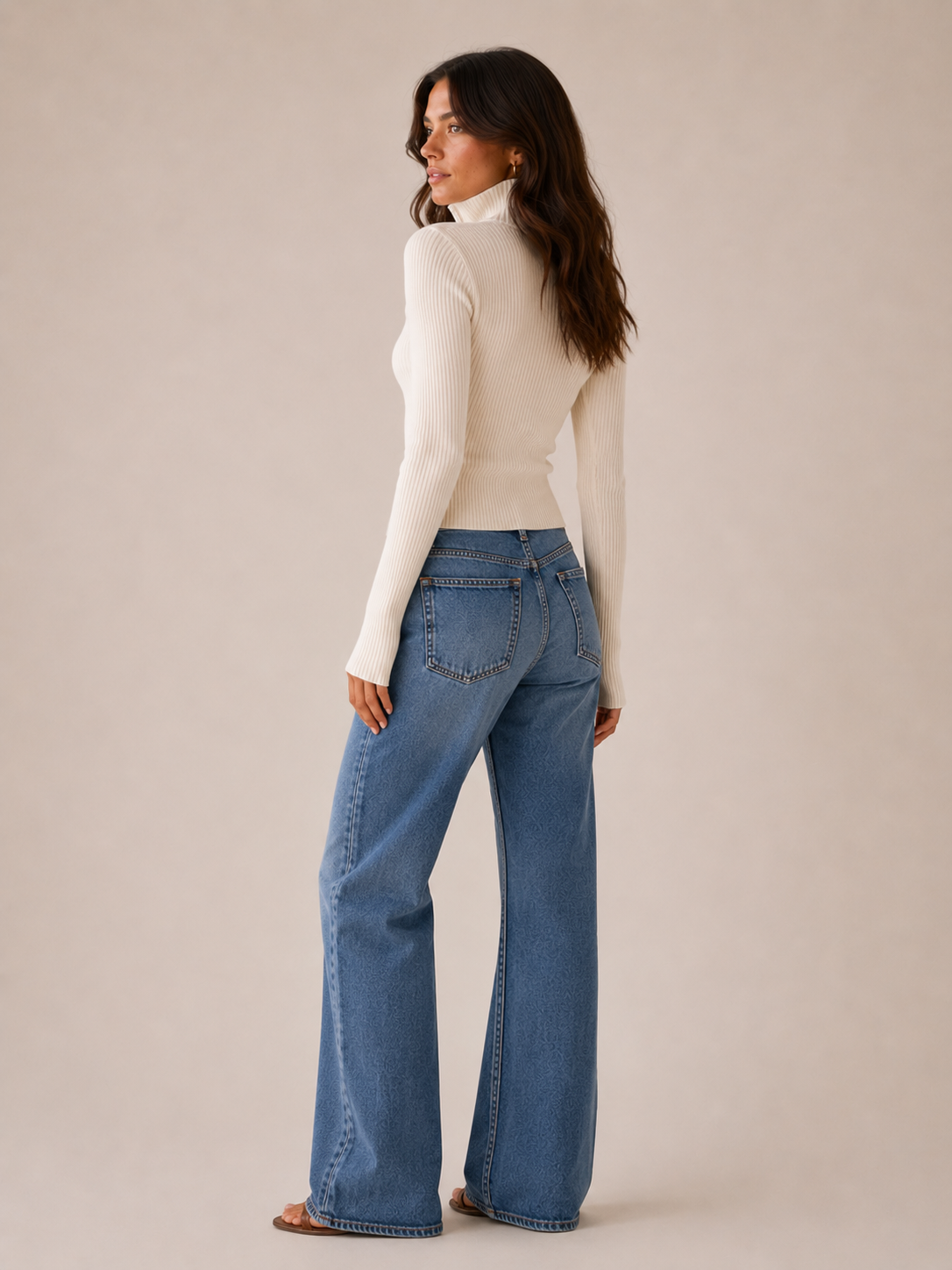 Turtleneck Ribbed Zip Knit Cardigan