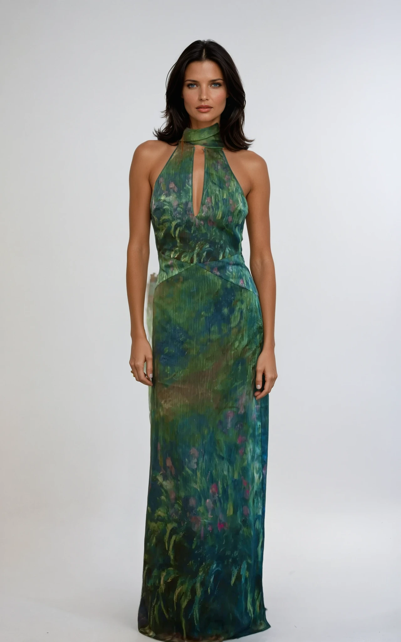 Floral Print Chiffon Maxi Dress with Open Back