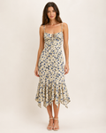 White Floral Knotted Hem Maxi Dress