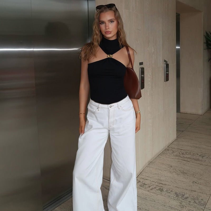 Halter Top with Gold Accent Detail