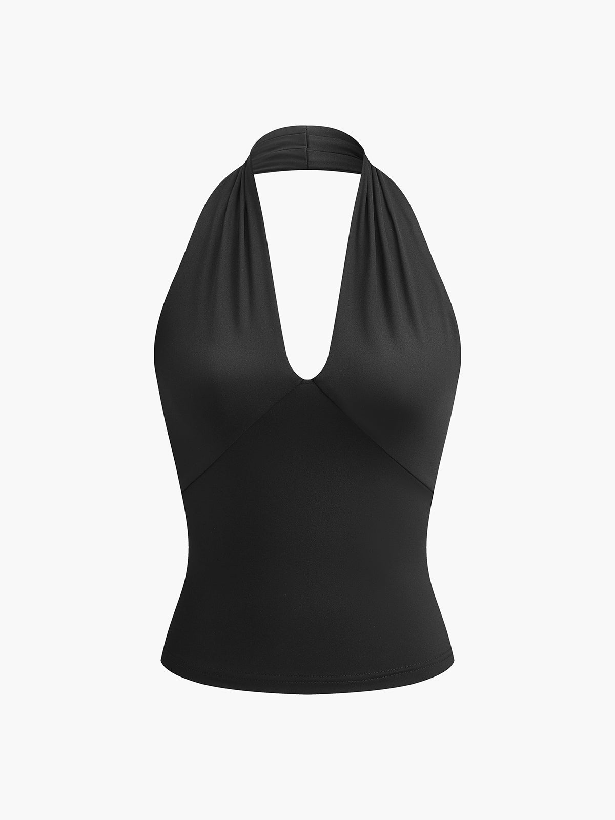 Halter V-Neck Tank Top with Open Back