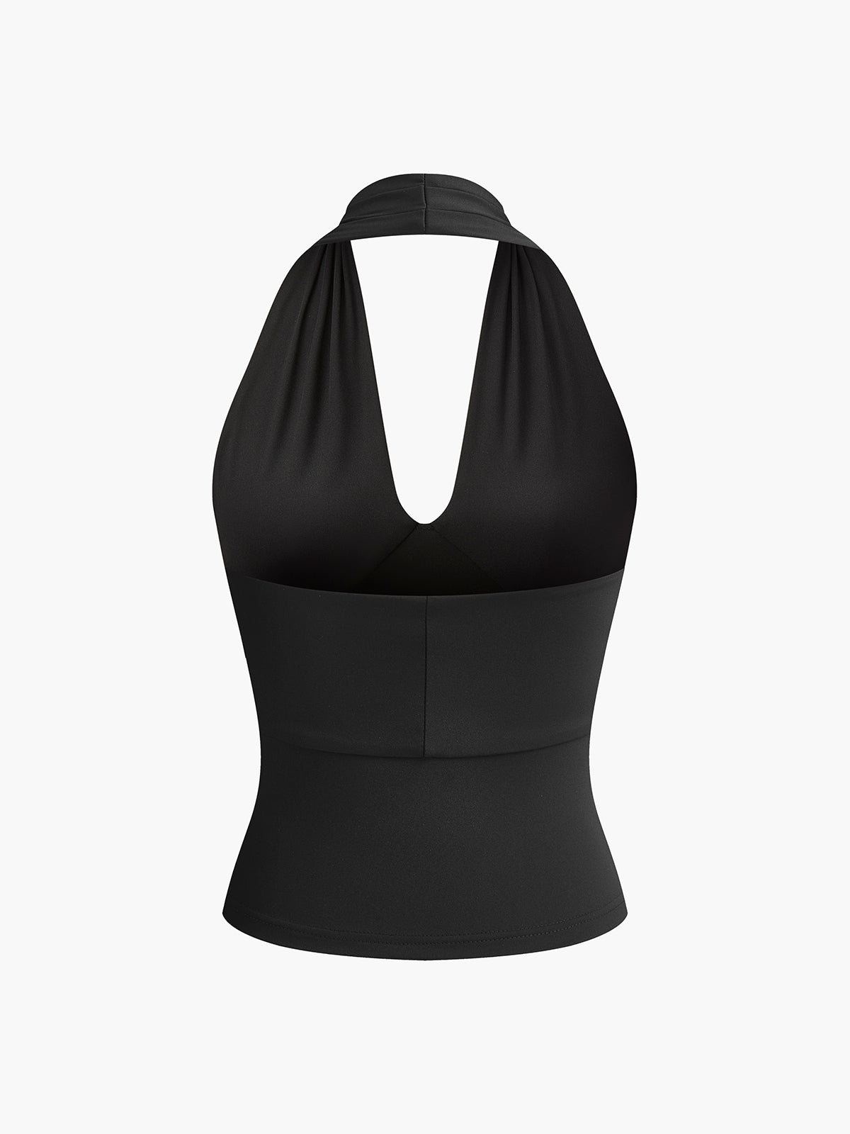 Halter V-Neck Tank Top with Open Back