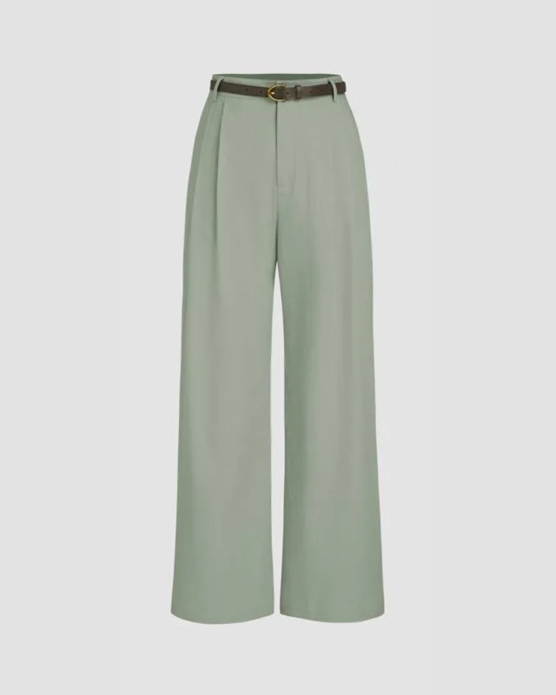 High Waist Straight Leg Linen Blend Trousers
