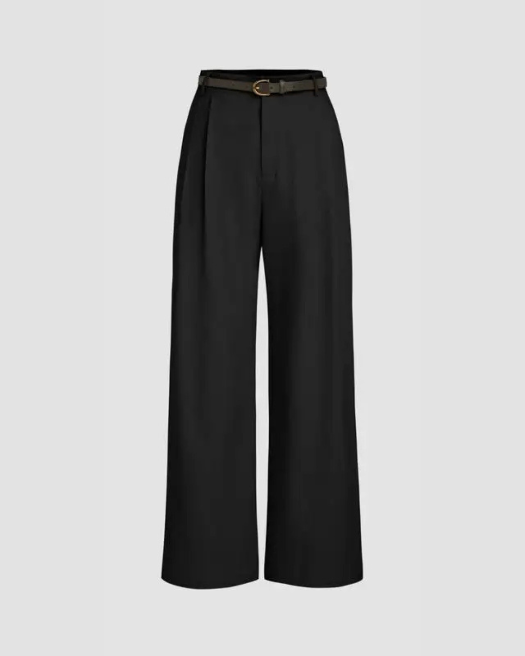 High Waist Straight Leg Linen Blend Trousers