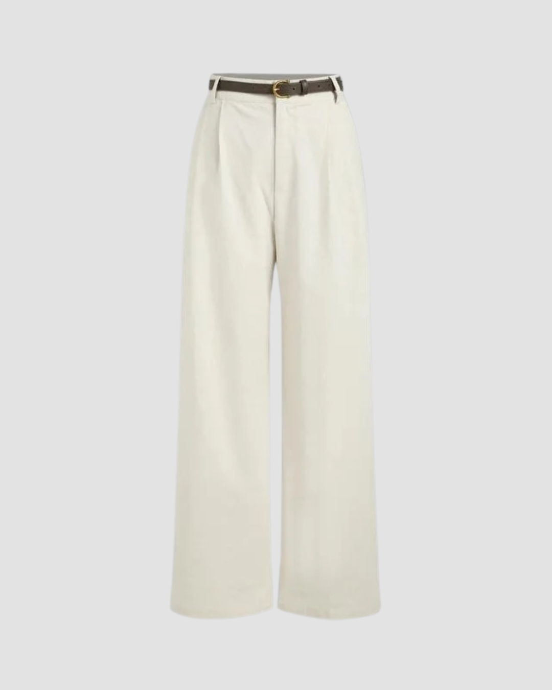 High Waist Straight Leg Linen Blend Trousers