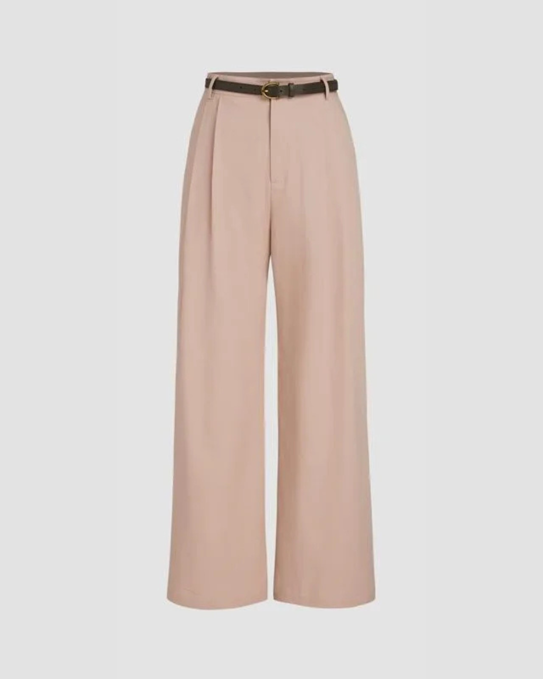 High Waist Straight Leg Linen Blend Trousers