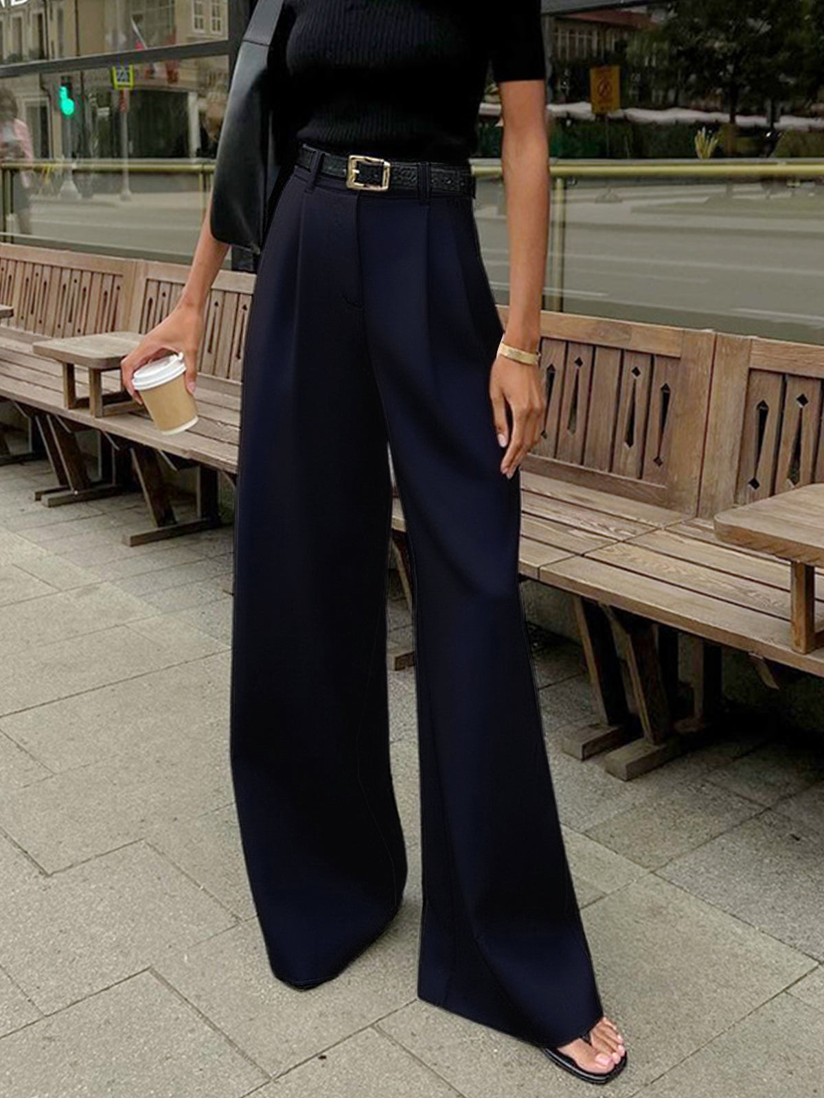 High-Waist Wide Leg Trousers