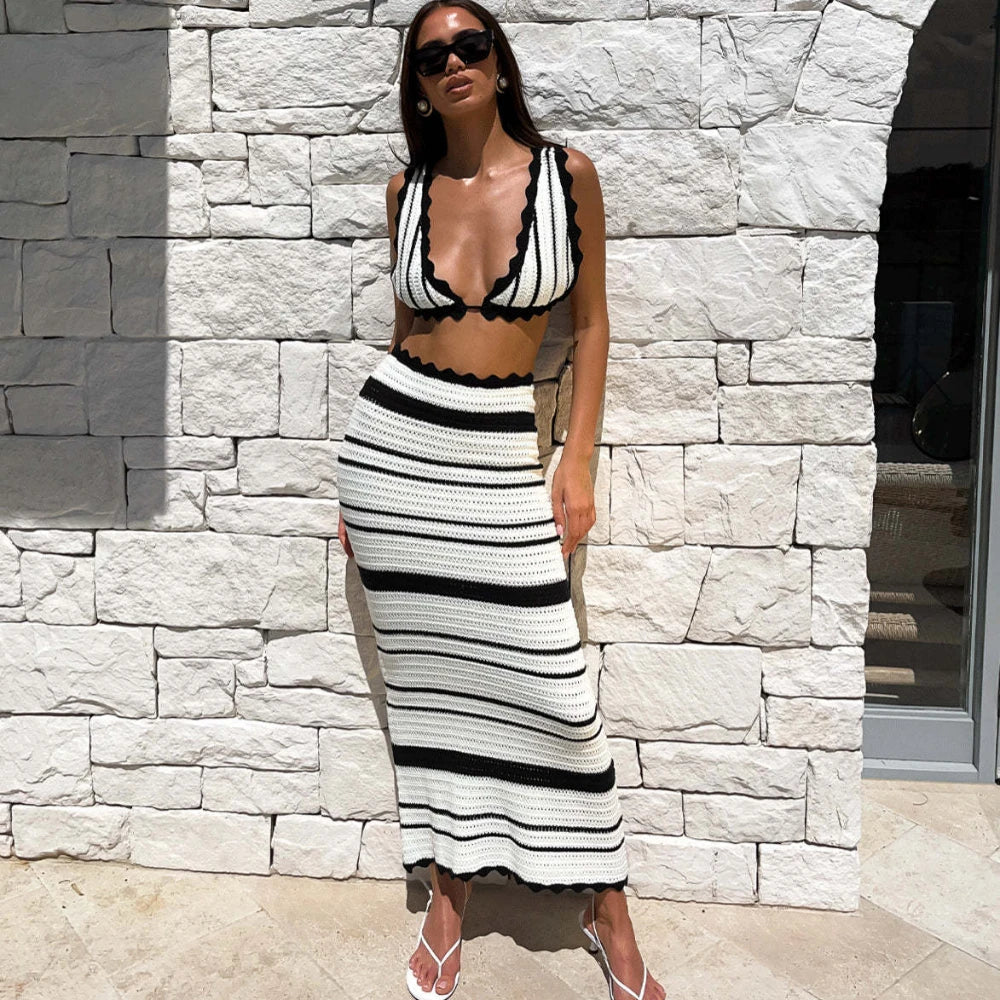 Knit Beach Skirt Co-ord Set