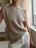 Knit Crop Top with Side Tie Detail