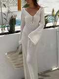 Long Sleeve Open Back Knit Maxi Dress