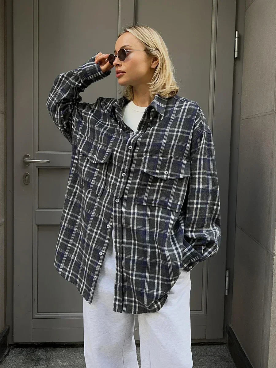 Loose Fit Checked Blouse
