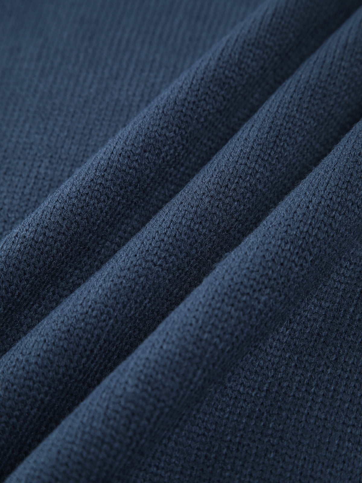 Navy Blue High Neck Long Sleeve Knit Sweater