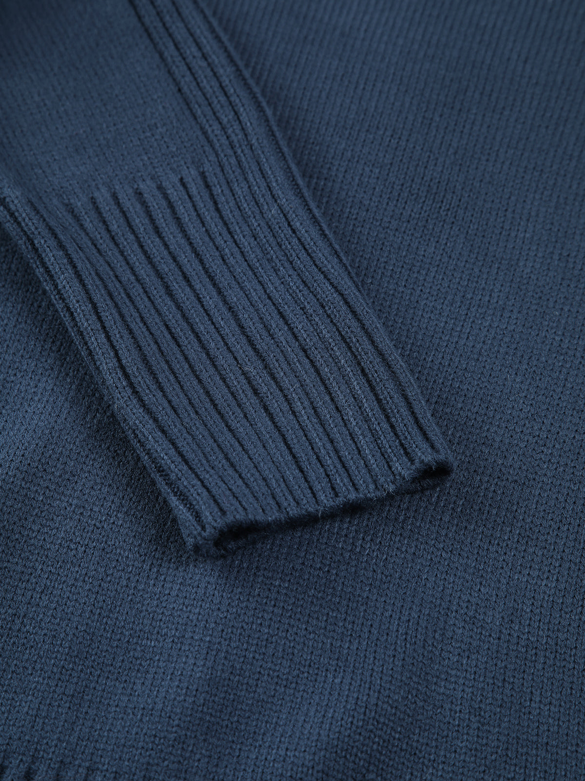 Navy Blue High Neck Long Sleeve Knit Sweater