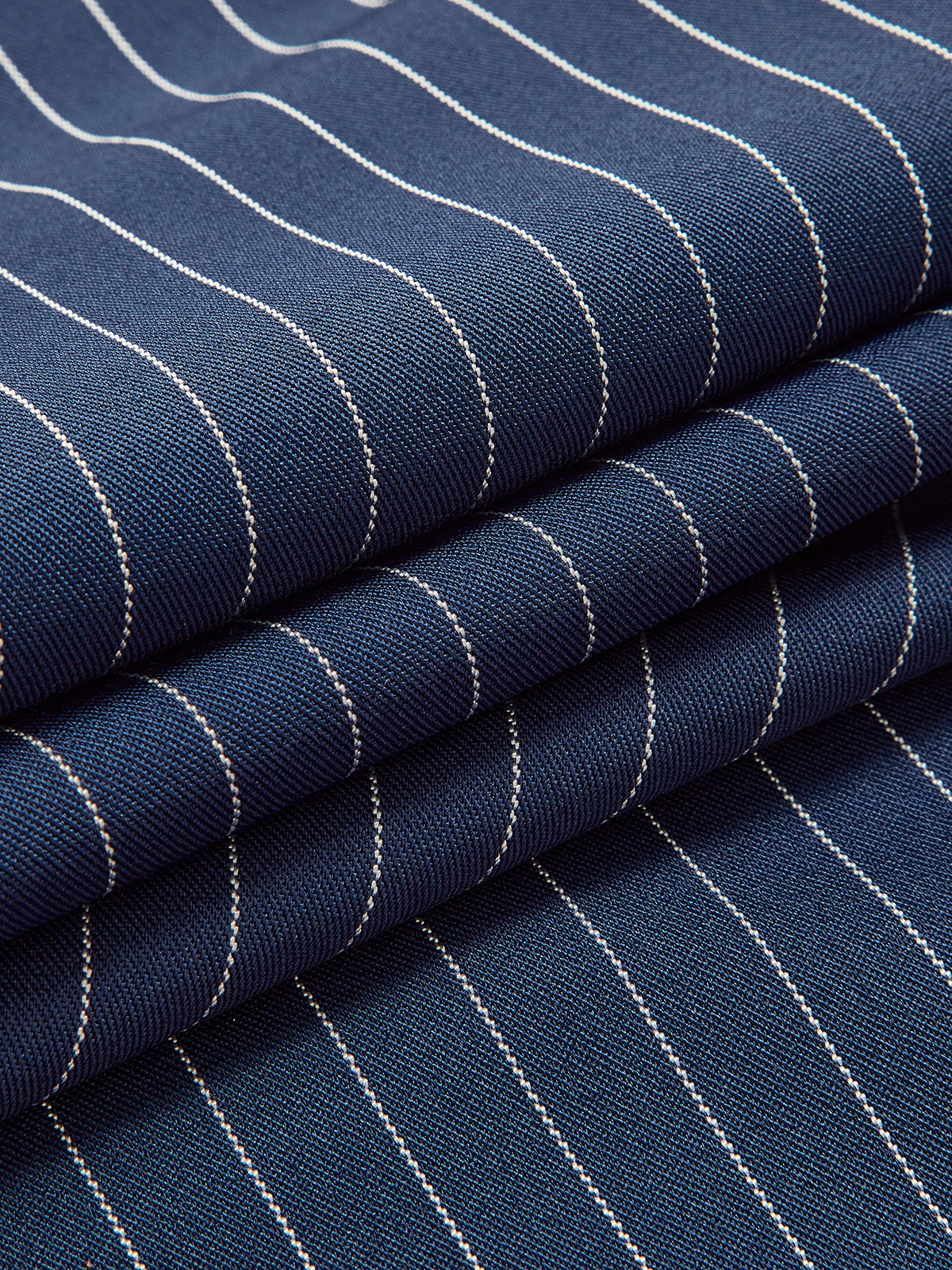 Navy Blue Pinstripe Pleated Wide Leg Trousers