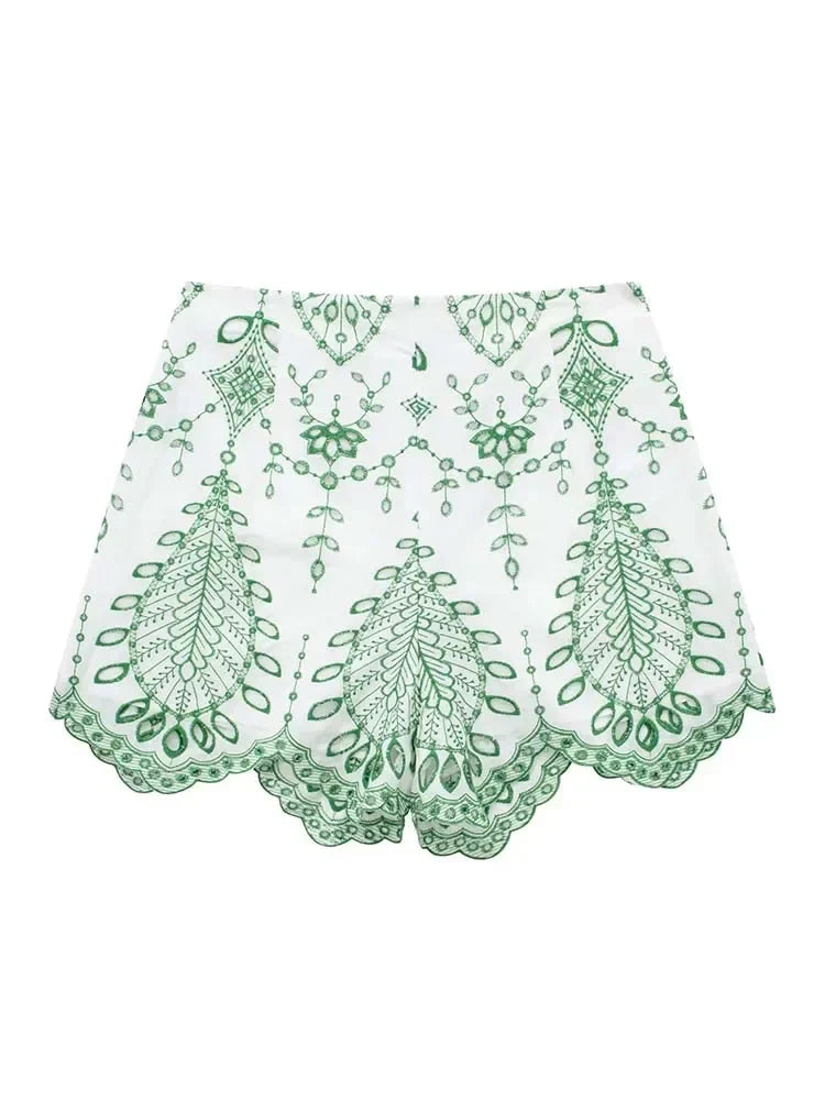 Needlework Embroidered Shorts Co-ord Set