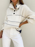 Open Collar Button Up Knit Sweater