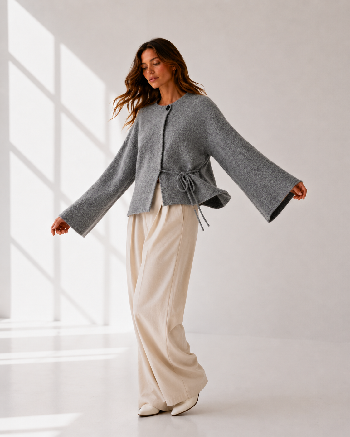 Open Front Knit Cardigan Coat