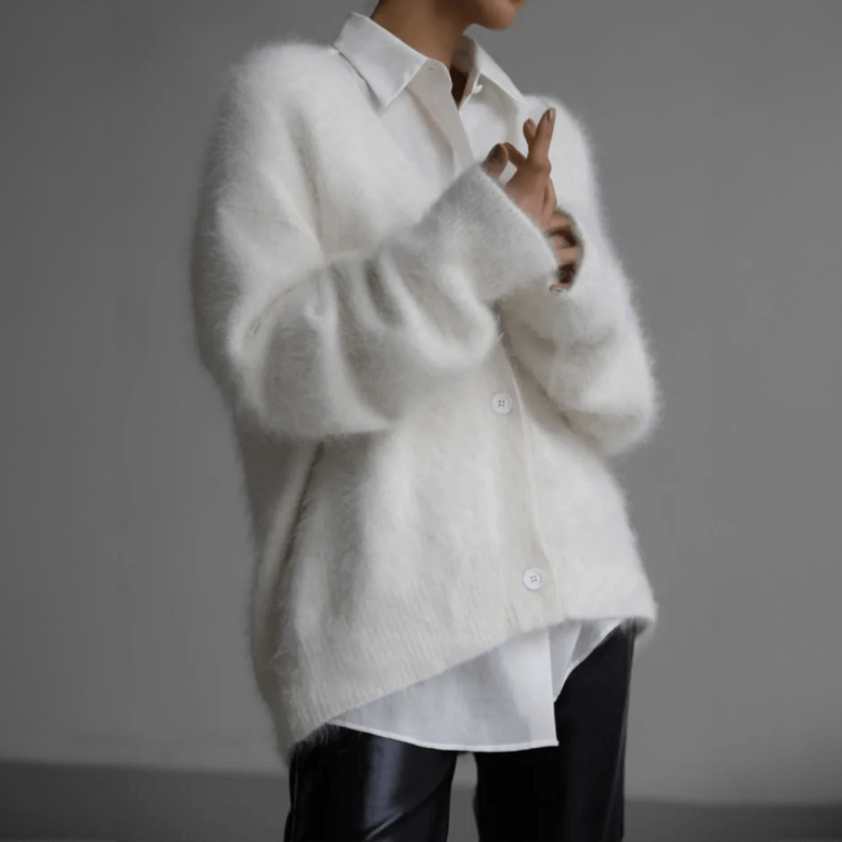Oversized Deep V-Neck Soft Knit Cardigan
