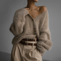 Oversized Deep V-Neck Soft Knit Cardigan