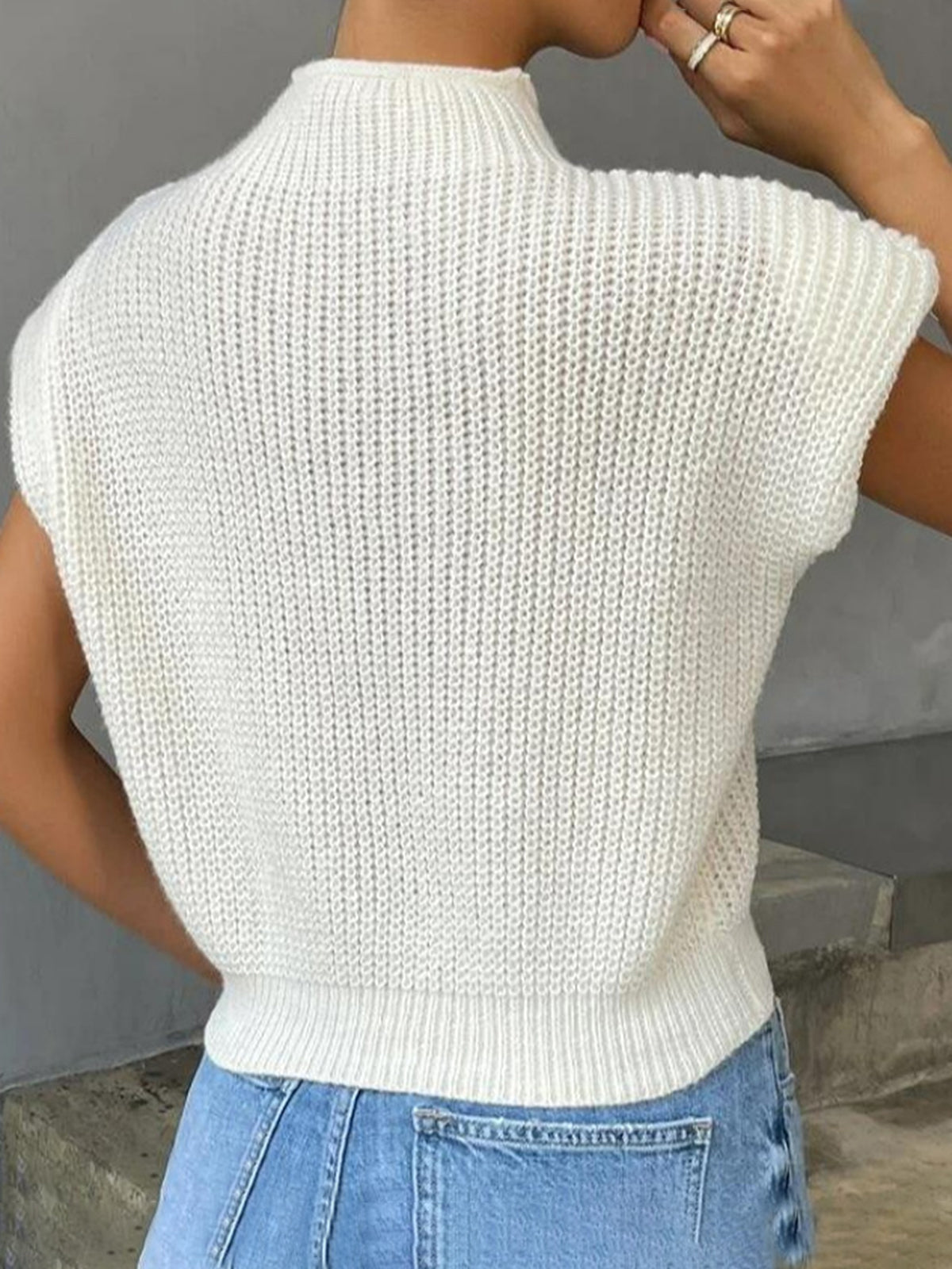 Relaxed Knit Vest with Cap Sleeve