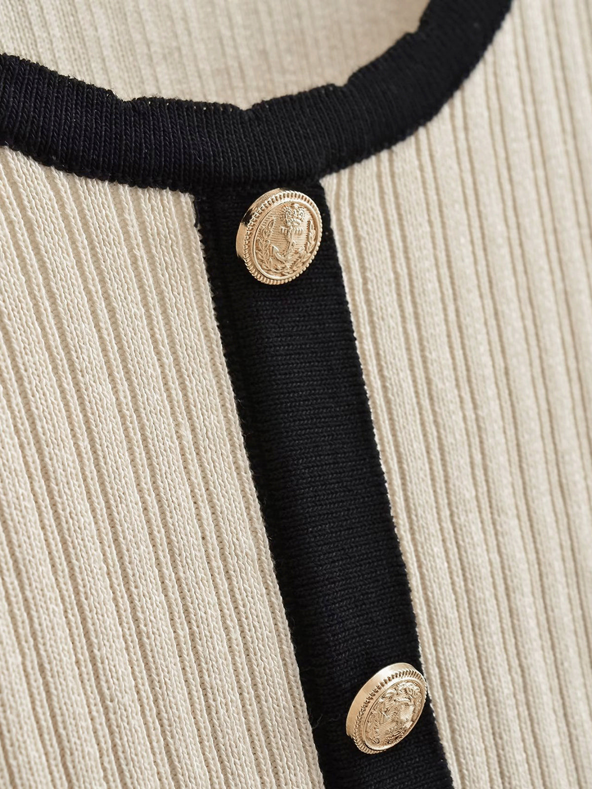Retro Contrast Knit Cardigan