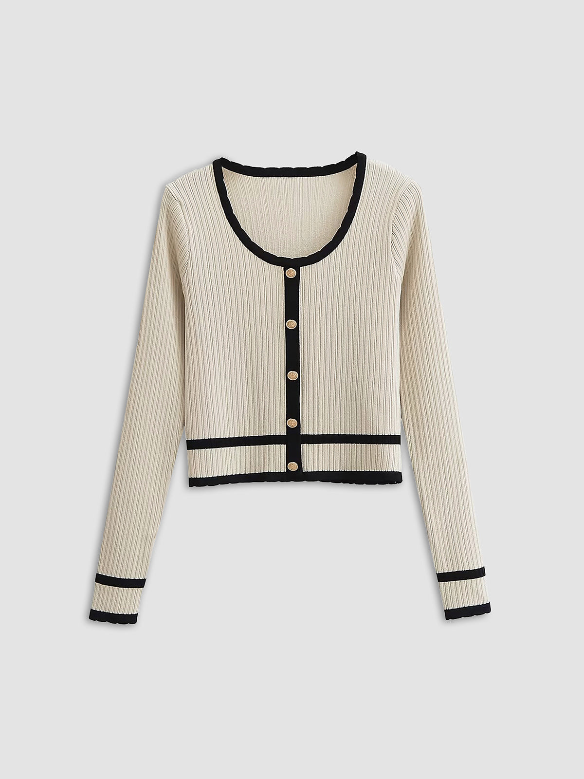 Retro Contrast Knit Cardigan