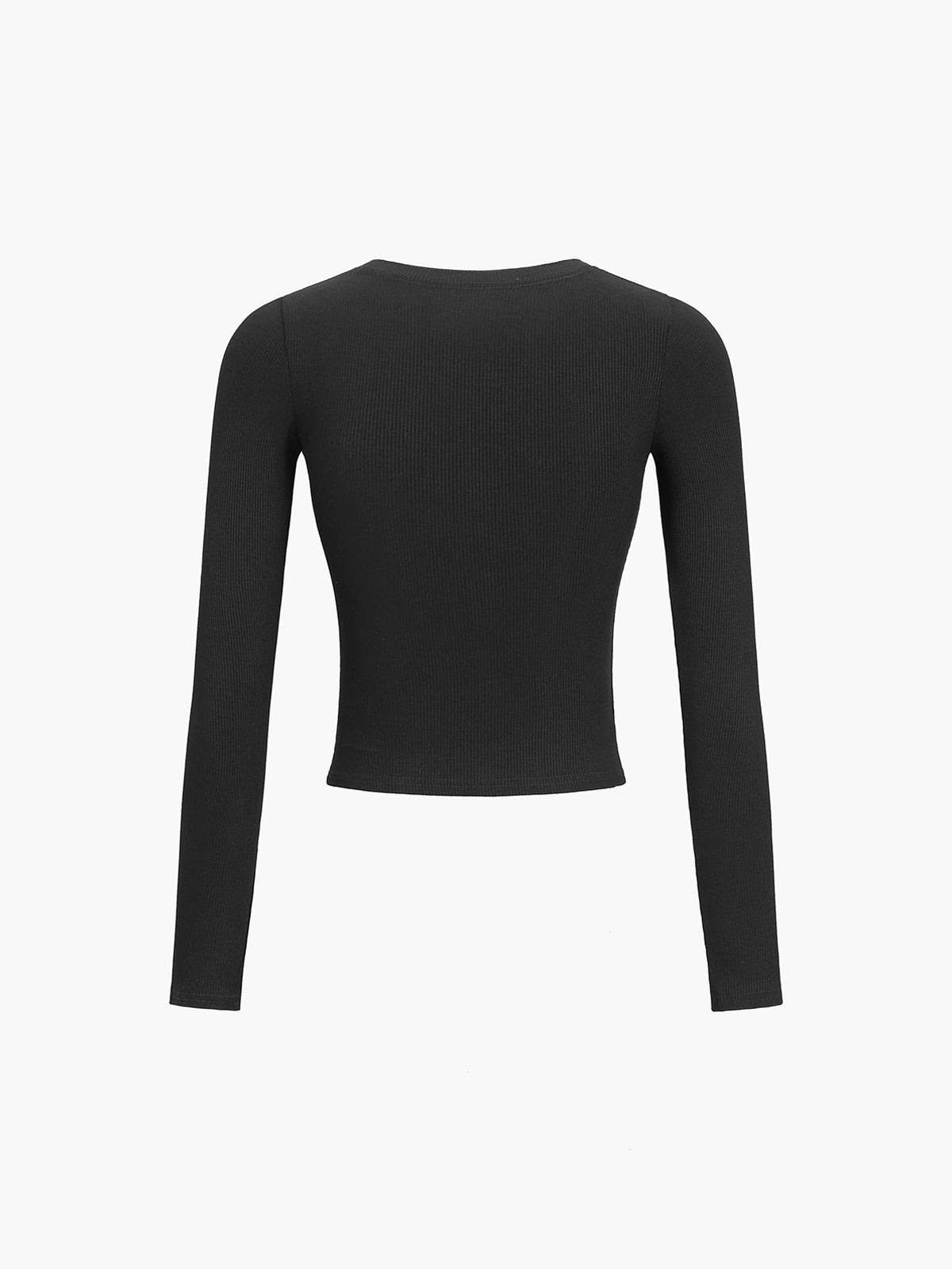 Ribbed Button Down Long Sleeve Crop Shirt