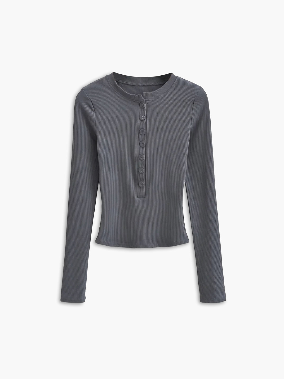 Ribbed Button Down Long Sleeve Crop Shirt