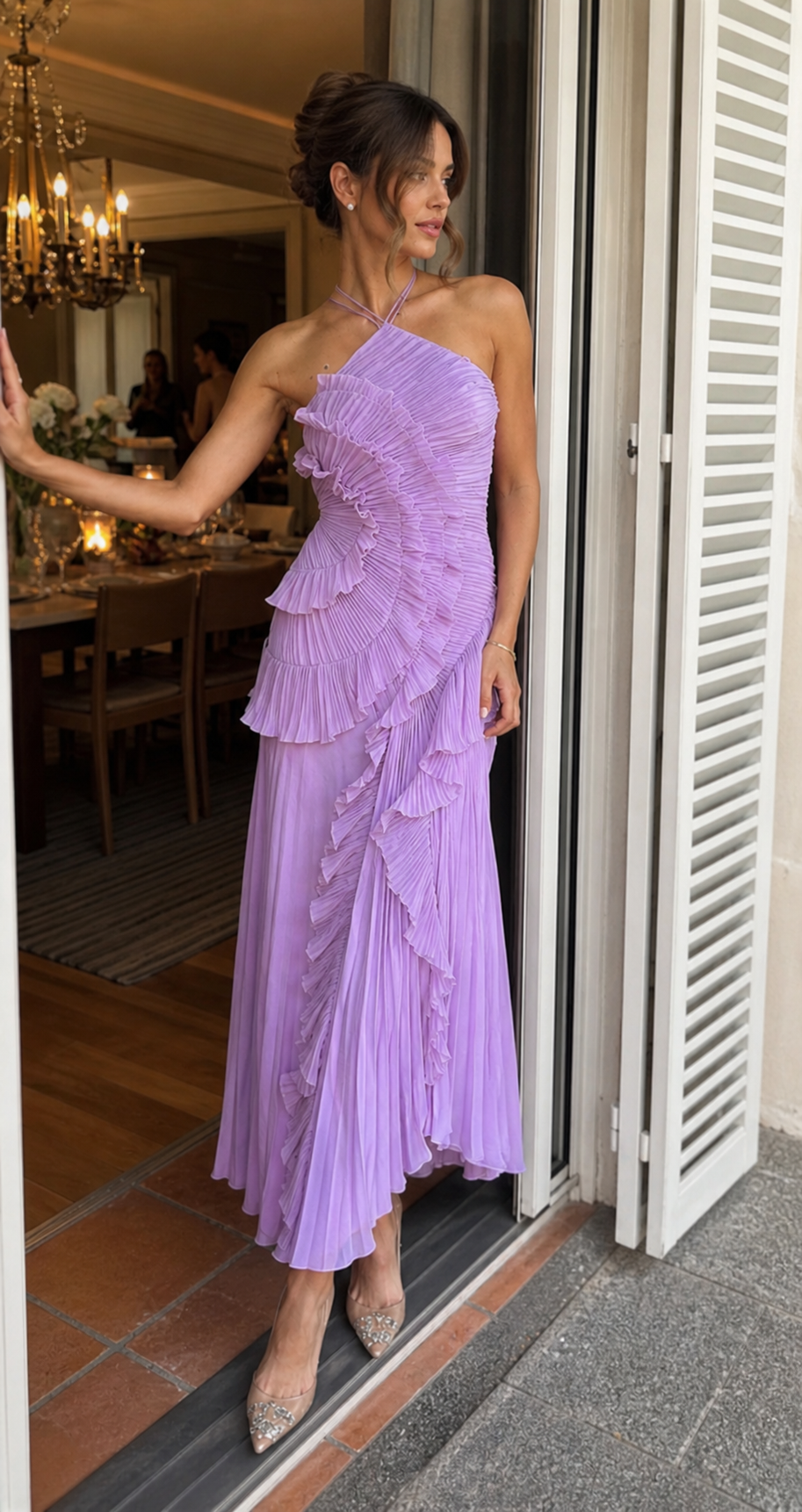 Ruffled Layered Sleeveless Maxi Dress